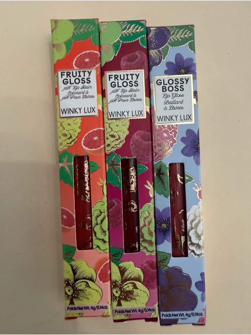 WINKY LUX Lip Gloss Trio — Grapefruit, Raspberry and Meow